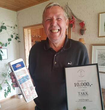 Arve Haugen vant 10 000 i frikkekartonglotteriet